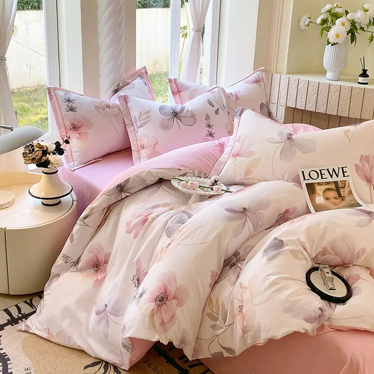 A类100%全棉四件套纯棉被罩单人学生宿舍三件套双人床上床单床笠4