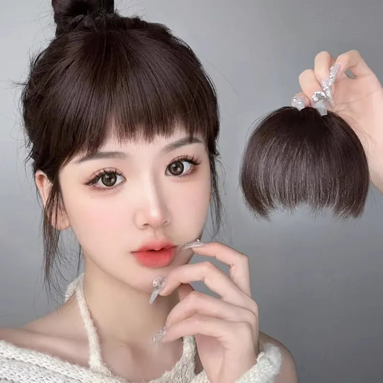狗啃刘海假发女真发自然前额假刘海发片额头空气刘海片贴头发刘海
