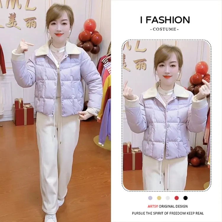 加厚小个子时尚拼接棉服女2025年冬季新款设计感小众百搭开衫外套