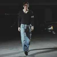 RICHILL MELANCHOLY 25AW 黄铜古币破坏小V领纯羊毛针织毛衣长袖