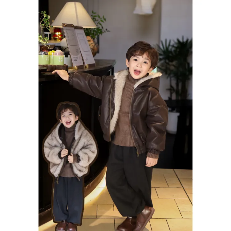 【现货】伟伟同款【有你的冬天】2025冬新品连帽毛绒绒皮衣外套WW0998