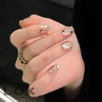 洛克奈儿『告白气球』猫眼亮片波点 纯手工穿戴甲冰透轻奢气质镶钻