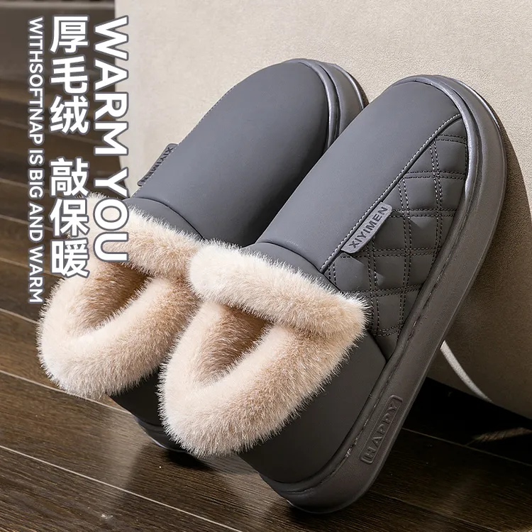 踩屎感棉拖鞋男士秋冬季2025新款居家室内外穿防水保暖包跟棉鞋男