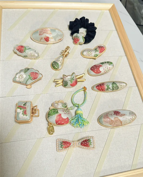 纯手工新中式宋锦发夹高级感国风高端弹簧复古夹子头饰发饰
