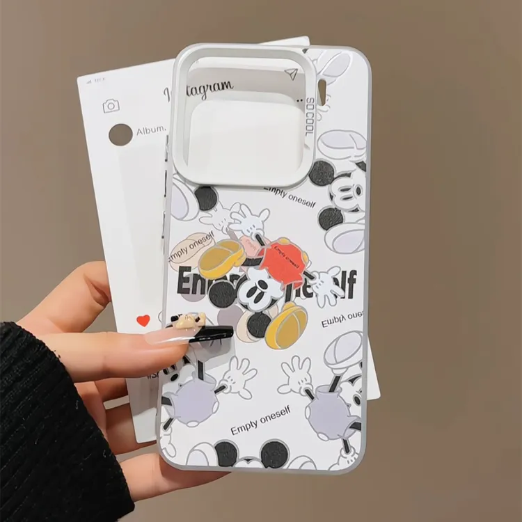 适用于【苹果/华为/OPPO/VIVO】防摔卡通英文米奇手机壳磨砂彩银