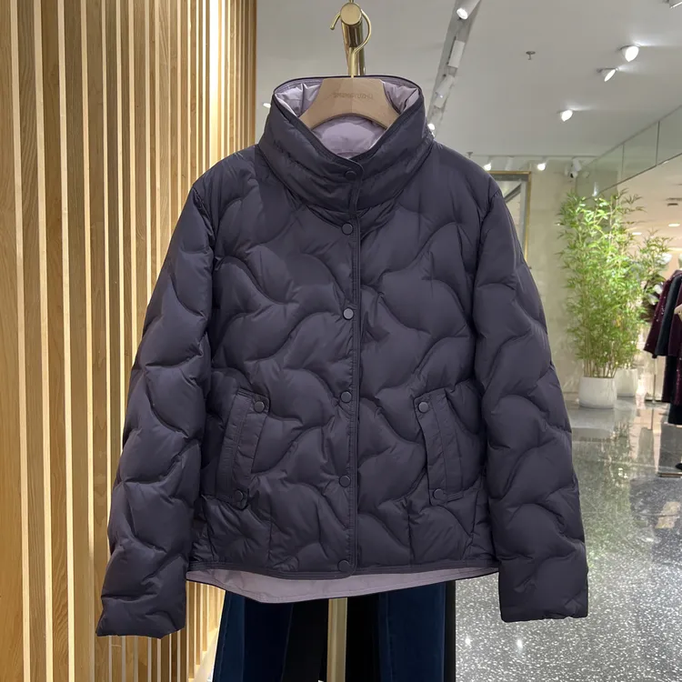 声雨竹1R825冬季新品短款棉服宽松显瘦时尚休闲保暖简约立领纯色