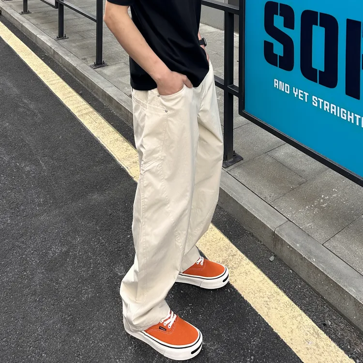 cleanfit春夏新款卡其色宽松直筒休闲裤男潮流美式户外速干弯刀裤