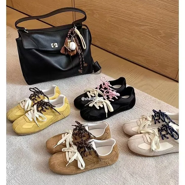sheii苏茵茵增高5CM鸳鸯鞋带复古运动鞋厚底德训鞋女休闲轻奢鞋子