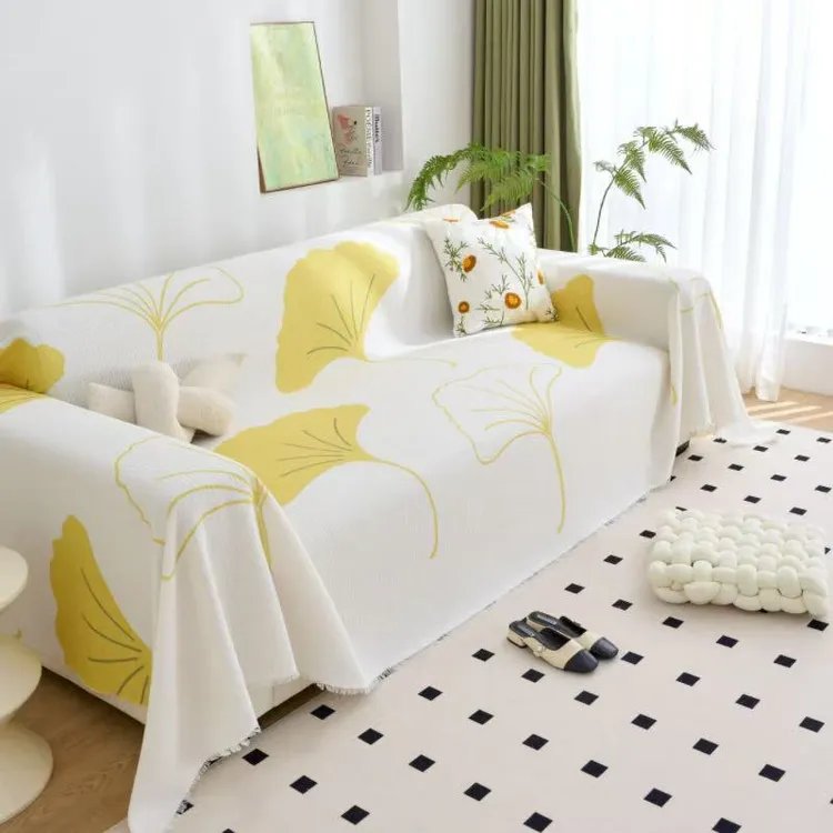 御锦年沙发巾银杏叶沙发盖布一片式沙发垫防滑防猫盖巾沙发套罩