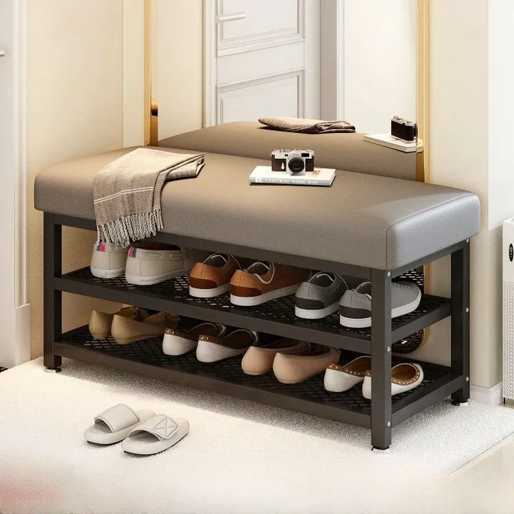 入门换鞋凳鞋架家用现代简约进门可坐软包收纳省空间鞋柜鞋凳一体