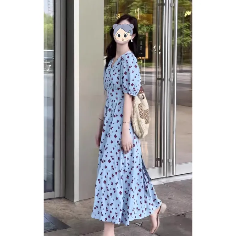 漂亮简单大方得体法式气质碎花连衣裙女夏季新款超好看独特显瘦裙