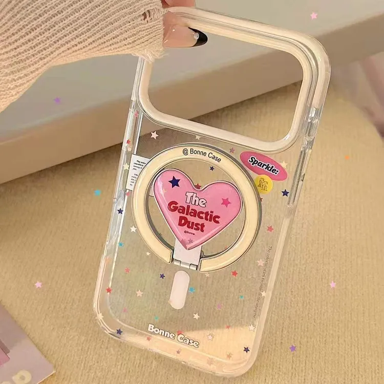 ins风彩色星星透明磁吸手机壳适用苹果17promax/16卡通防摔软壳