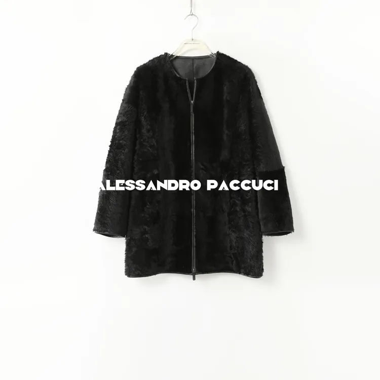 AP洛哥44133CM【黑标系列】进口拉贡皮毛一体保暖皮草外套2025冬