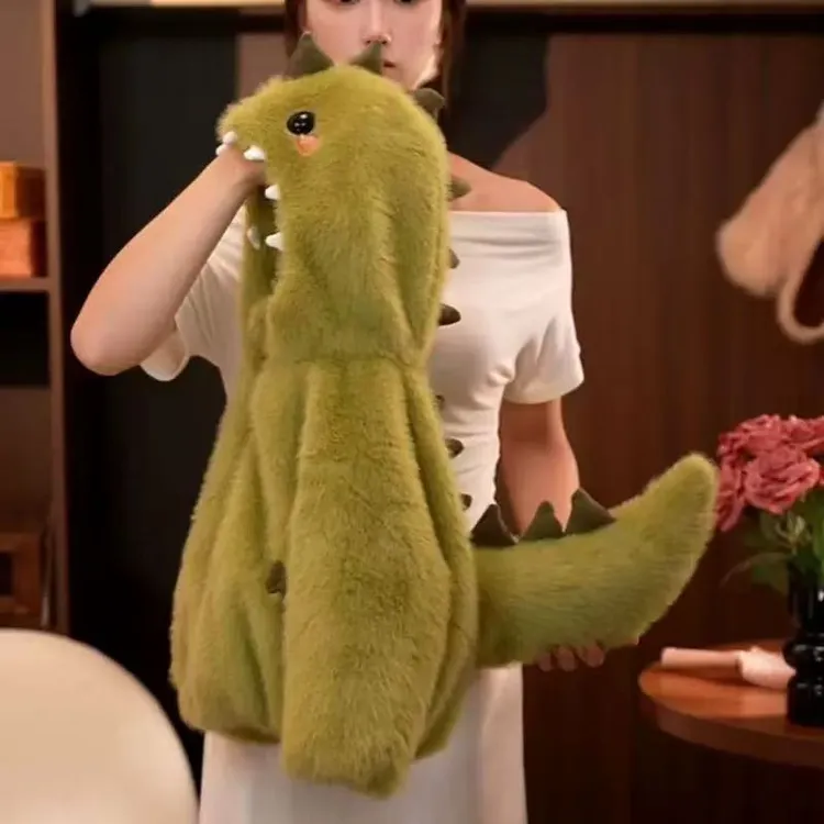 女童皮草外套2025新款洋气儿童秋冬加绒加厚宝宝小恐龙毛茸茸上衣