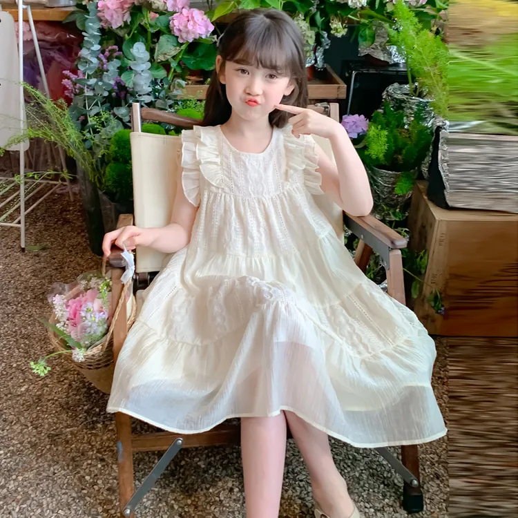 女童连衣裙夏季2025新款中大童洋气飞袖公主裙儿童高级感夏装裙子