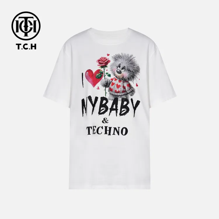 TCH私服烫钻工艺时尚休闲百搭气质秋款T恤女T75C10E9056轻奢tch
