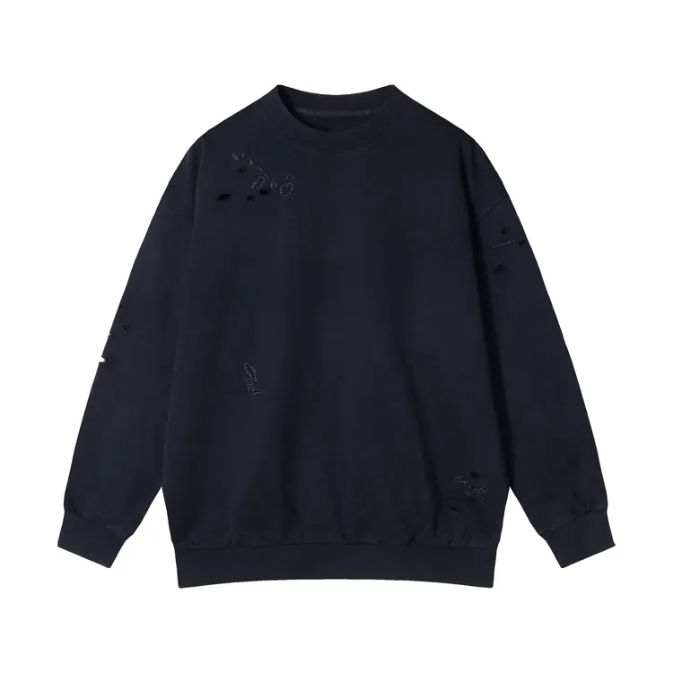 436207秋冬新款男士黑武士宽松百搭韩版美式街头提花长袖套头圆领