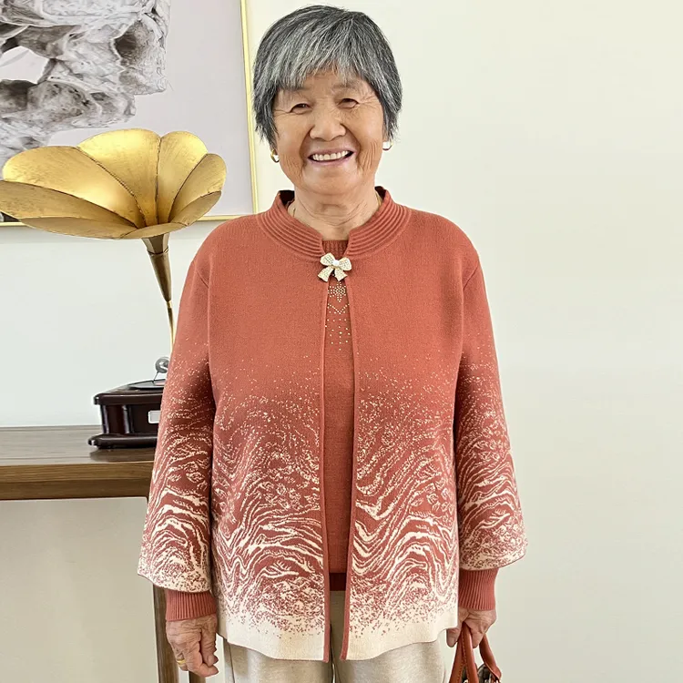 妈妈装秋装洋气针织两件套中老年国风上衣2025新款奶奶装秋季开衫