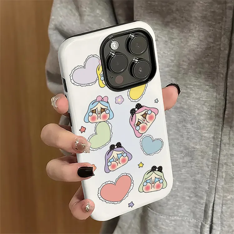 爱心哭娃适用苹果17promax手机壳时尚防摔iPhone15pro小众13全包
