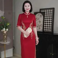 参加婚礼妈妈2025新款喜婆婆结婚丈母娘嫁女儿婚宴改良旗袍8213
