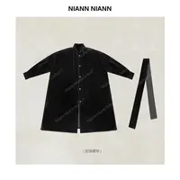 NiannNiann 新品女装复古气质廓形宽松腰带丝绒外套16613