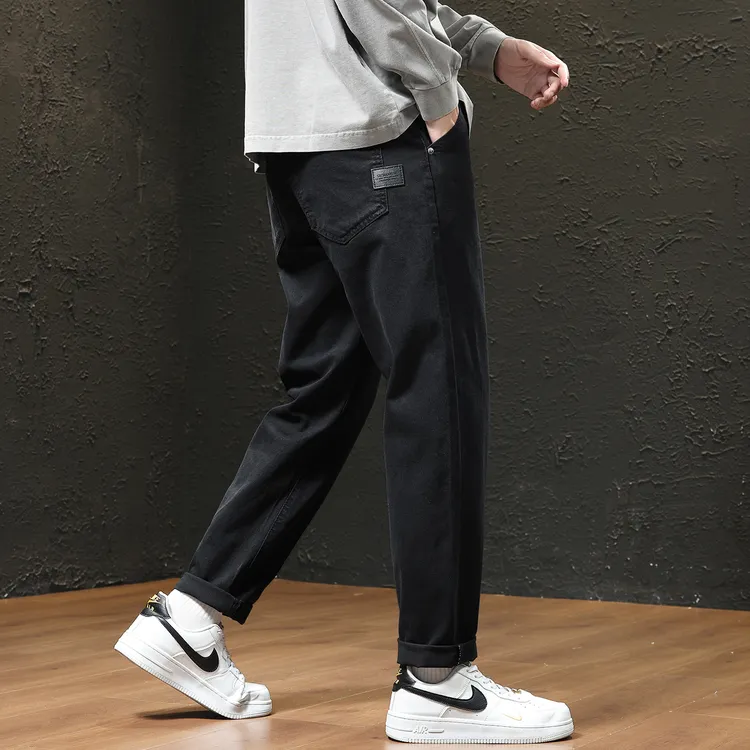 宽松直筒牛仔裤男士春秋季新款百搭复古美式休闲锥形长裤子青少年