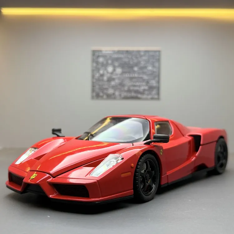 嘉业合金车模:恩佐跑车带声光回力儿童玩具车音效模型摆件