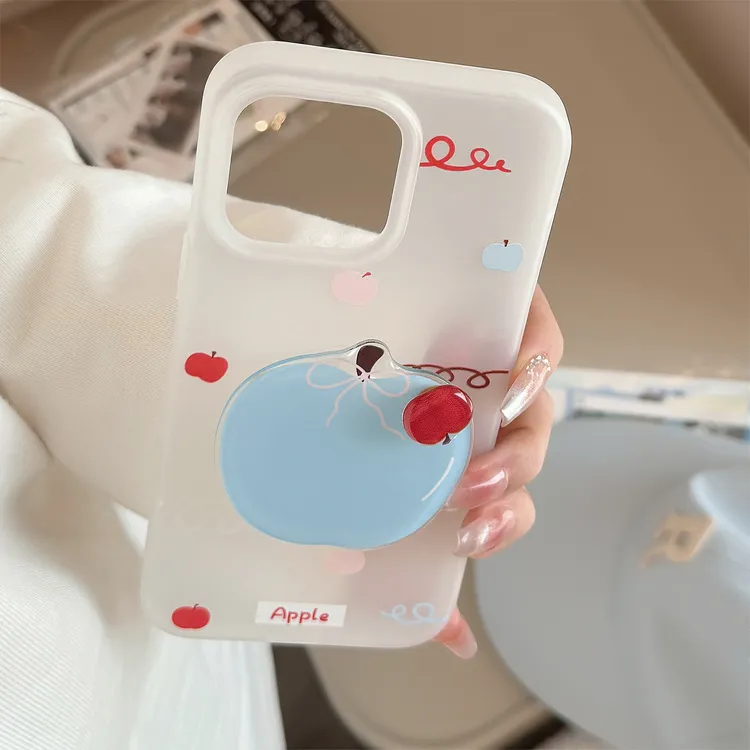 蓝色苹果旋转支架适用苹果16手机壳15promax清新iphone14韩系13软