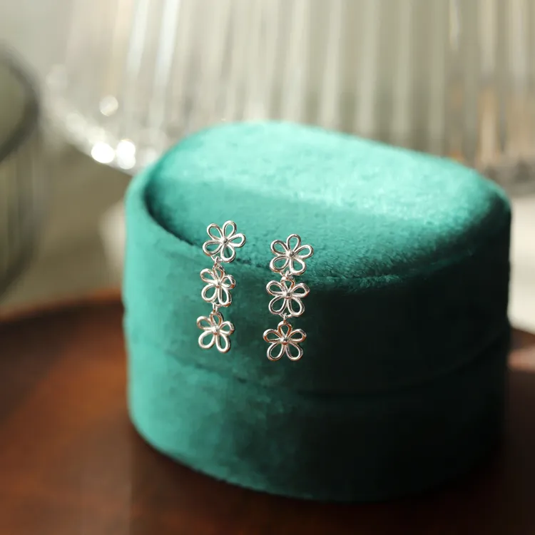 925银耳饰 韩国韩版花朵流苏耳钉小清新闺蜜耳环时尚2024新款耳饰