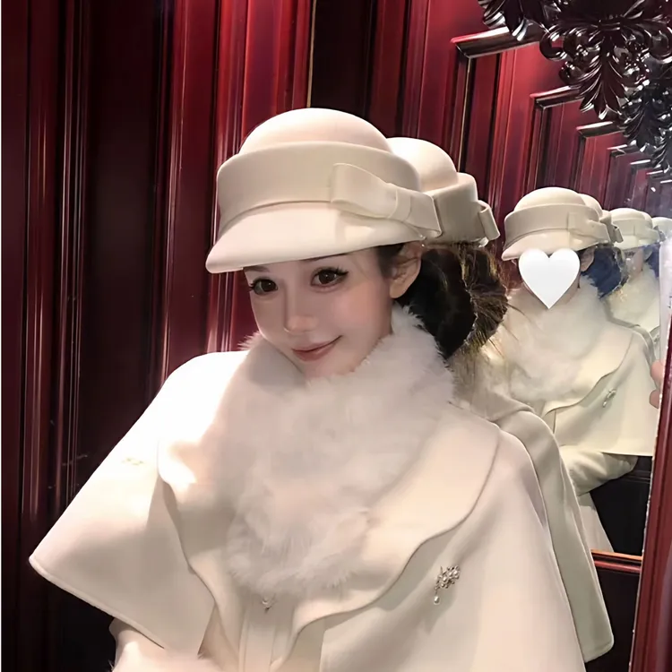 圣诞节秋冬羊毛礼帽高品质羊毛礼帽优雅英伦复古百搭礼帽千金感