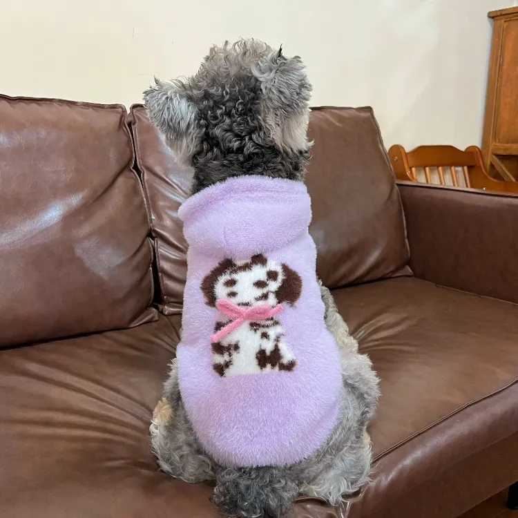 洋气防寒保暖卡通狗狗猫咪连体帽帽雪纳瑞比熊泰迪中小型背心毛衣