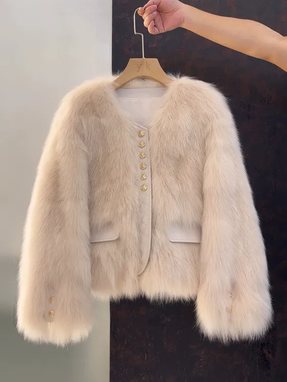 人造皮草 秋冬短款外套女新款海宁韩版小香风毛毛上衣女装33326#