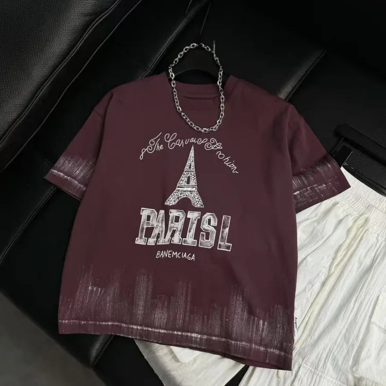 韩 2025【Y】5月14日 儿童男童女童时尚酒红色短袖T恤8026-