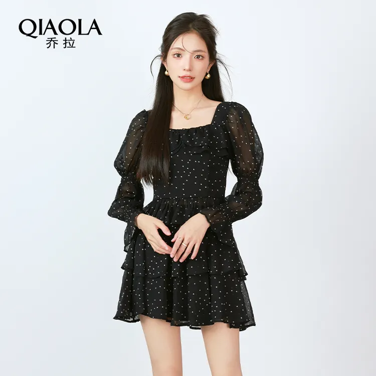 QIAOLA/乔拉【星语心愿】夏季百搭梭织碎花方领减龄A版上衣套装预售