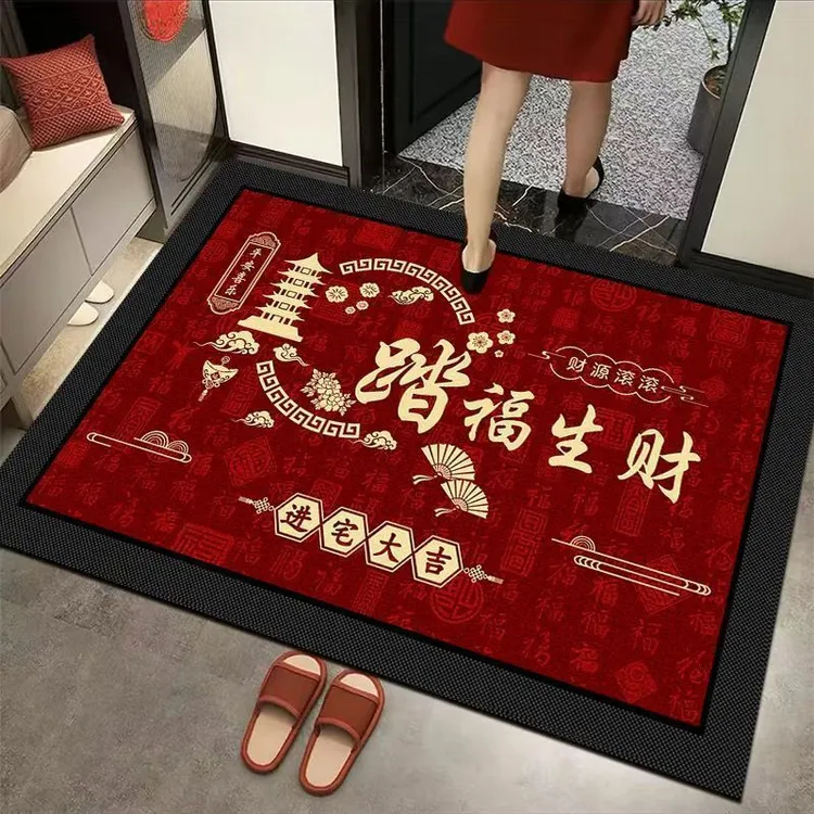水晶绒门口地垫入户门地垫玄关防滑吸水脚垫中式进门家用地毯L