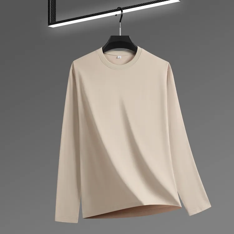 新疆纯棉男士长袖t恤春秋季2025新款宽松白色内搭打底衫男生上衣