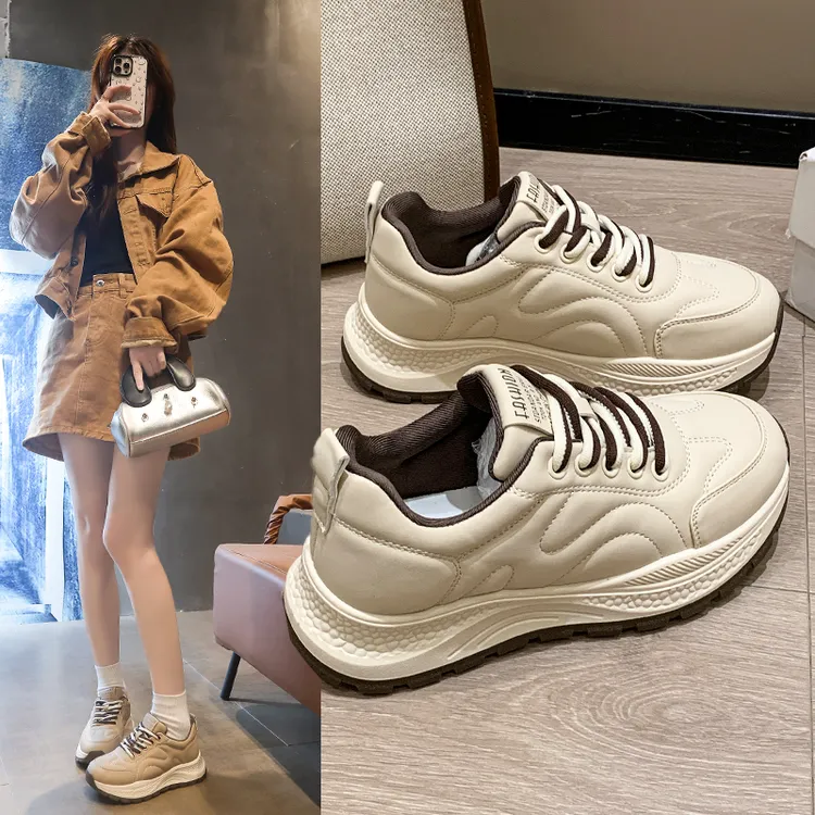 面包复古阿甘鞋女2025秋季新款百搭轻便厚底小白鞋轻盈运动休闲鞋