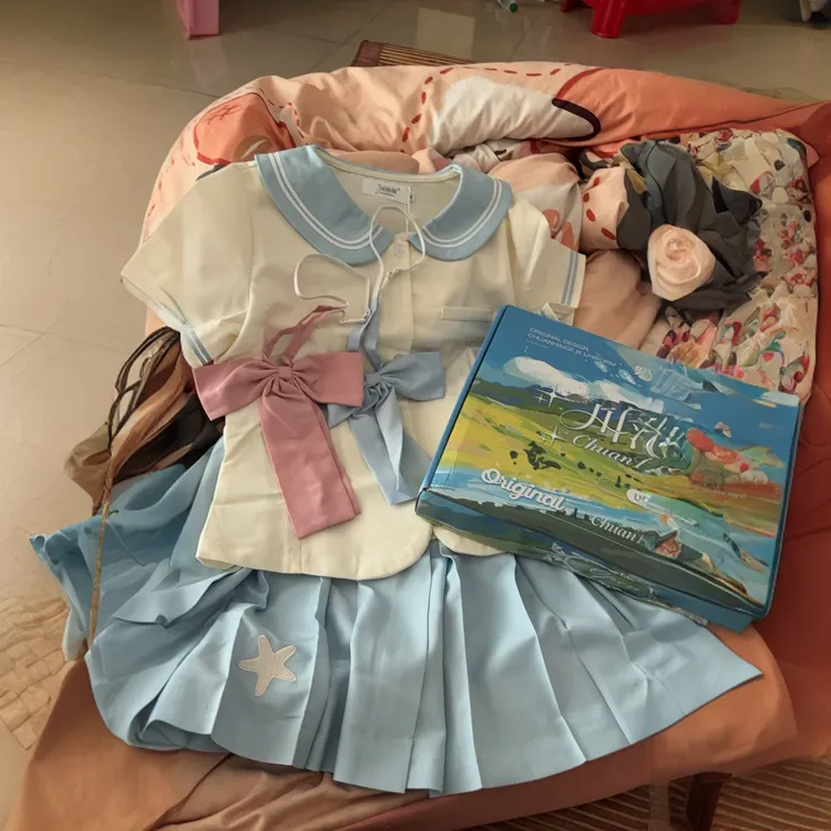 【椿日和】川海阁原创JK制服套装夏季短袖收腰衬衫水手服女学院风