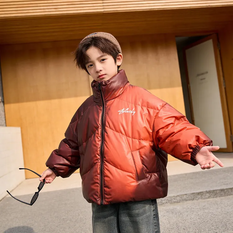 男童超酷温感变色羽绒服2025新款儿童加厚冬装男孩冬季免洗外套潮