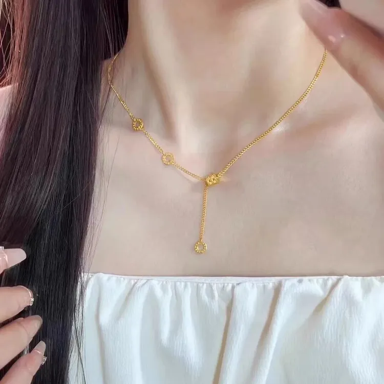 铜合金项链 流苏小蛮腰项链爆款轻奢小众高级锁骨链饰品