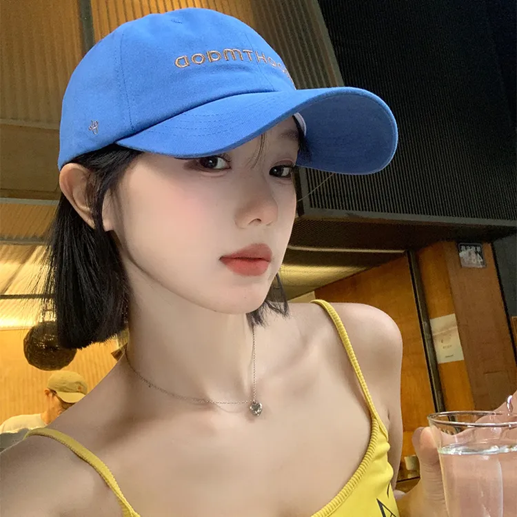 字母刺绣蓝色棒球帽女2025年春新款韩版显脸小帽子高品质鸭舌帽潮