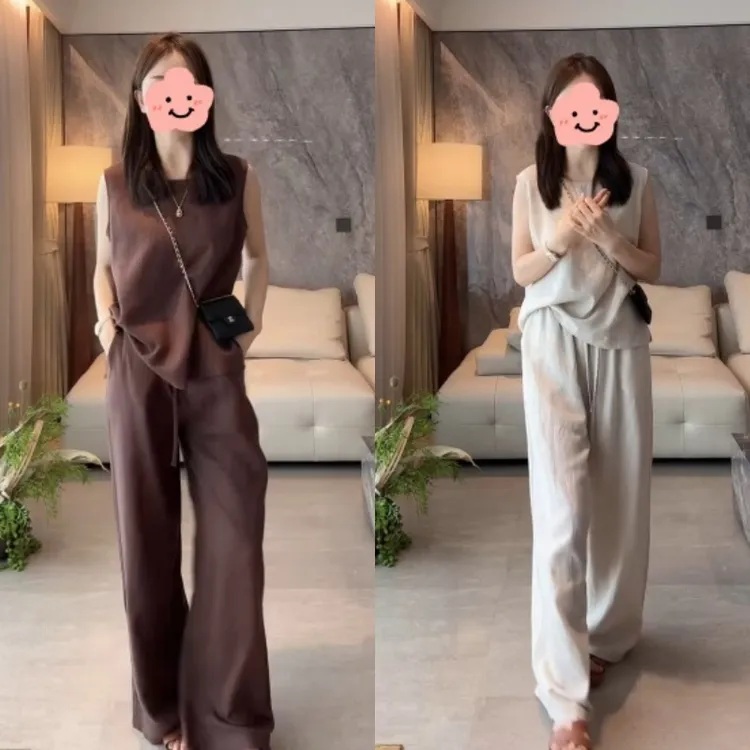 2025新款气质时尚设计感上衣+高腰百搭显瘦休闲裤LK2505330