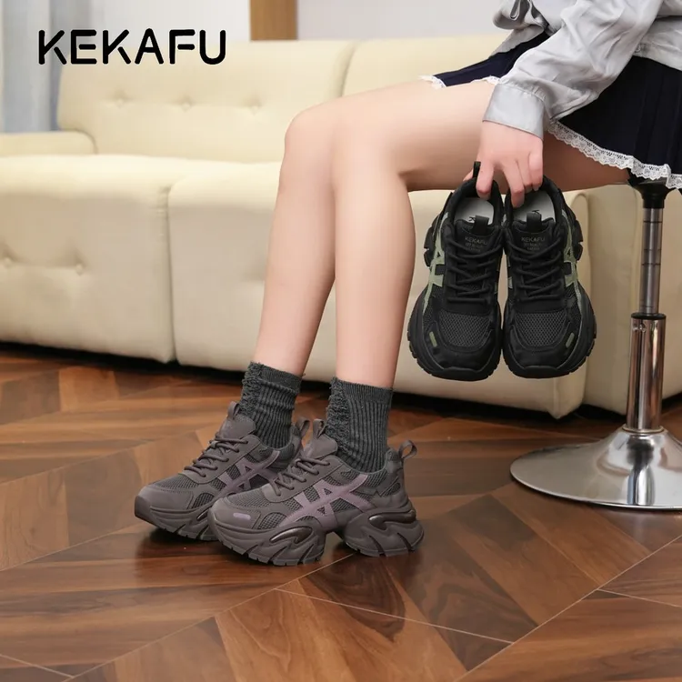 KEKAFU/珂卡芙2025年新款增高显脚小【厚底增高6CM】时尚老爹鞋