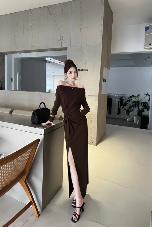 XIAOQIN【优雅知性】2025早秋新款优雅知性极简通勤连衣裙T116