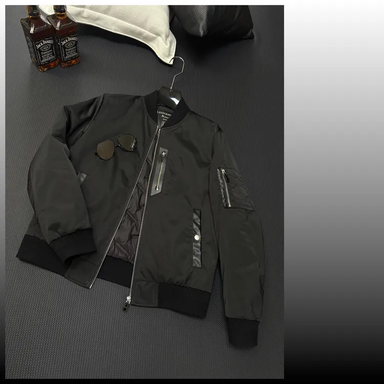 【冬季新款】男士高端棒球领拼皮羽绒服A2329