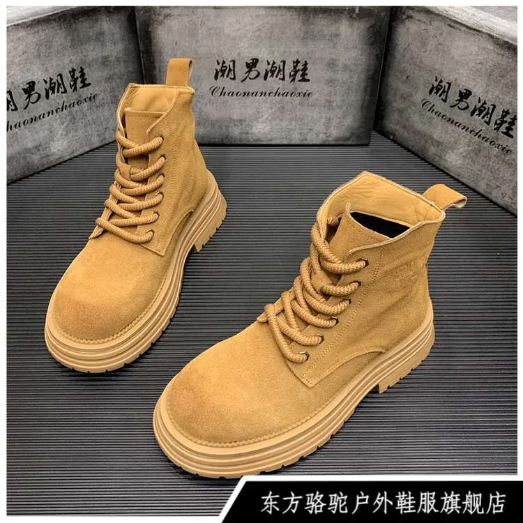 东方骆驼2025新款秋季男高帮工装踢不烂大黄靴美式痞帅防滑马丁靴