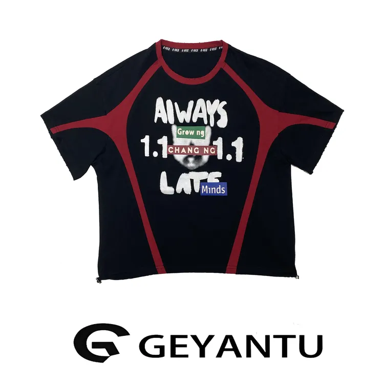 【GEYANTU】夏季新款717休闲时尚百搭字母印花美式宽松T恤