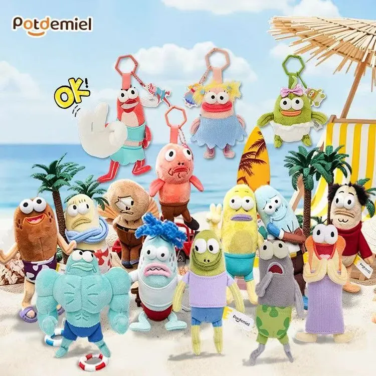 【正版授权】potdemiel海绵宝宝蜂蜜罐比奇堡居民丑路人鱼公仔玩偶