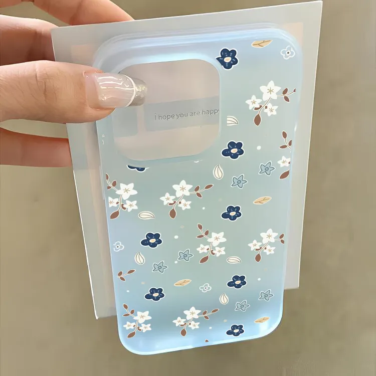 满屏蓝白碎花适用iphone13/16手机壳苹果15pro可爱12夏天多巴胺14