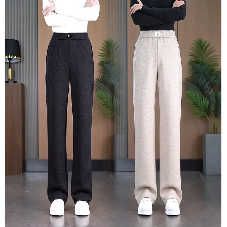 秋冬窄板直筒裤羊毛面料加绒修身显瘦气质百搭时尚女裤